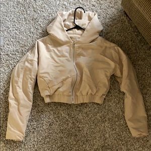 BuffBunny collection Basic Crop Jacket in Vanilla